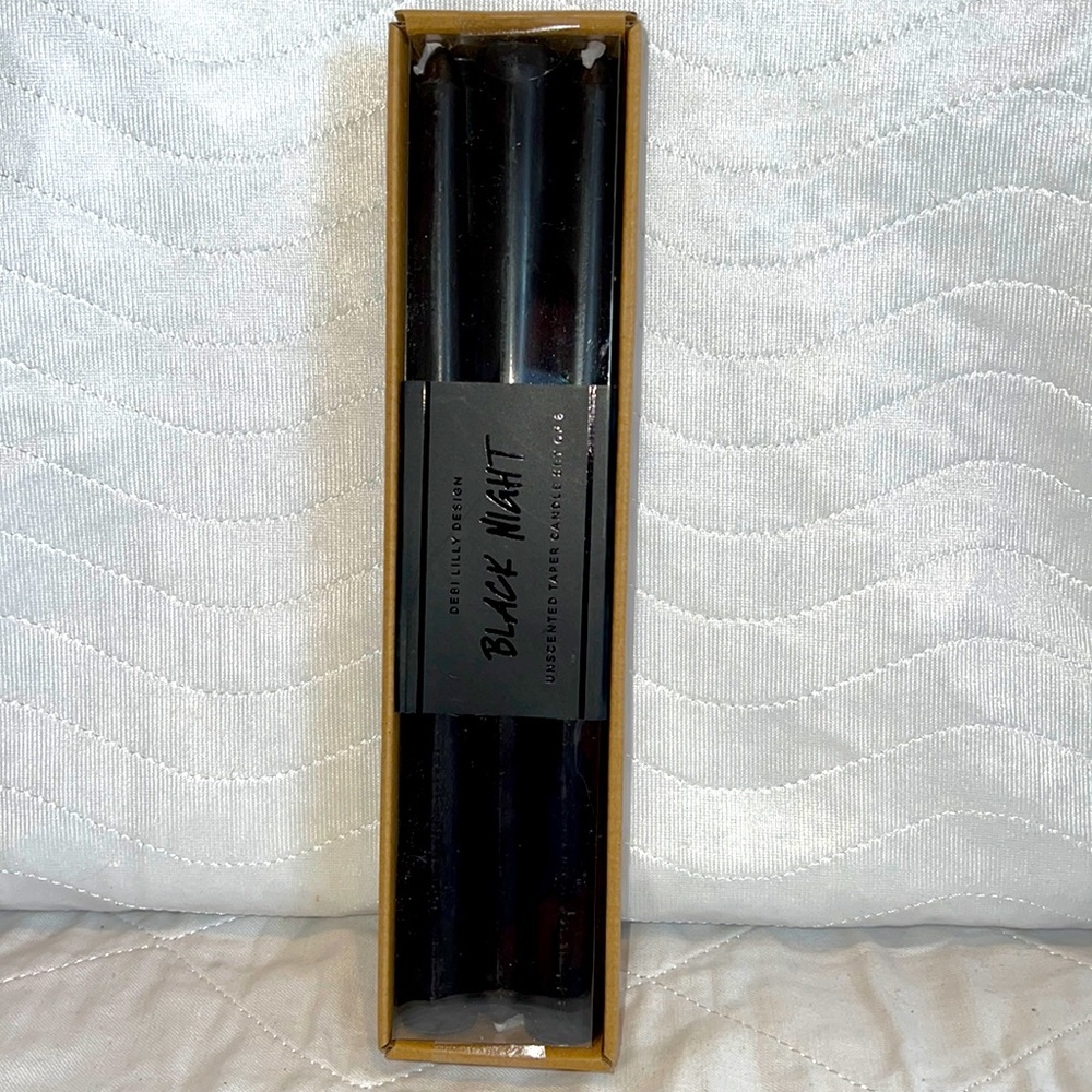 Debi Lilly Design Black Night Unscented Taper Candles 🕯 Set Of 6 New In Box